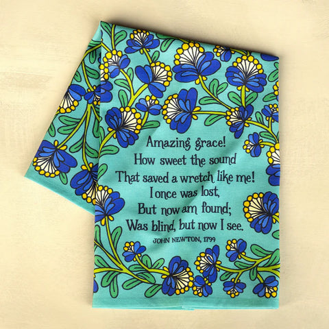 Amazing Grace Hymn Tea Towel Full Color