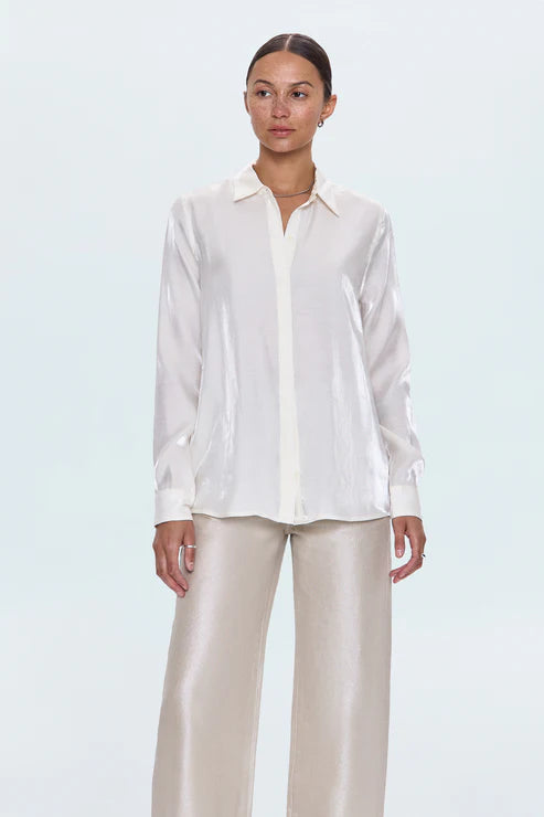 Tilda Long Sleeve Button-Up Ecru