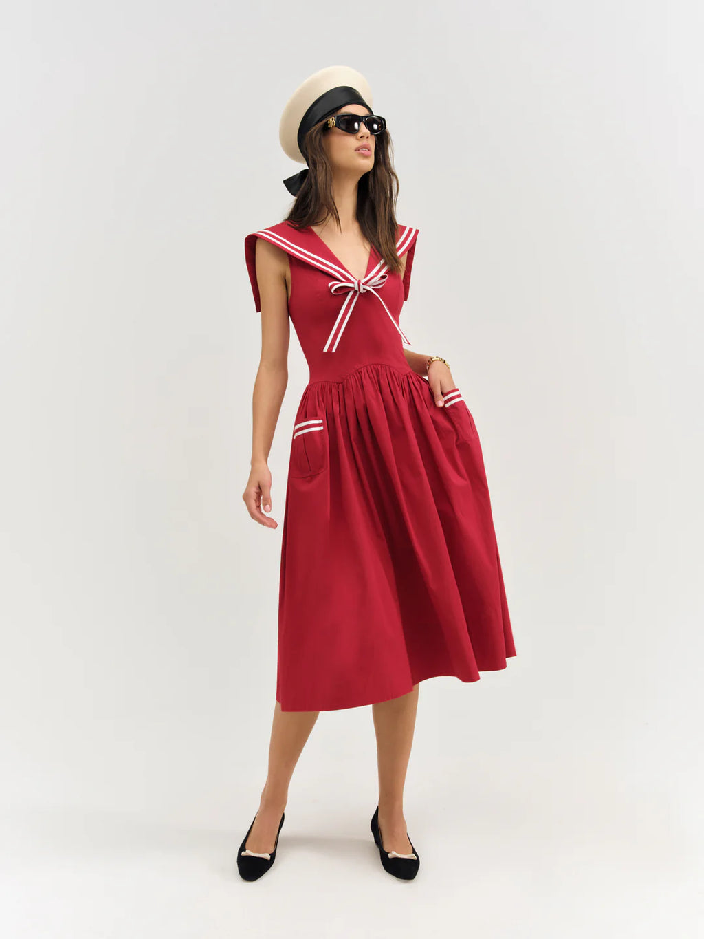 Helena Poplin Collared Midi Dress
