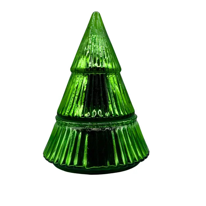 Mistletoe & Holly Glass Tree Candle