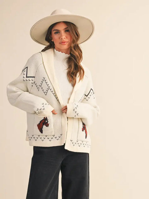Horse Knit Sweater Cardigan