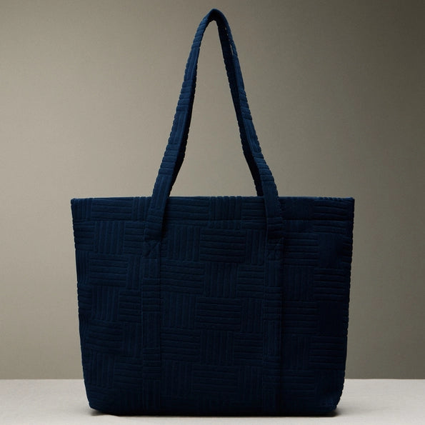 Quilted Tote Bag with Woven Texture