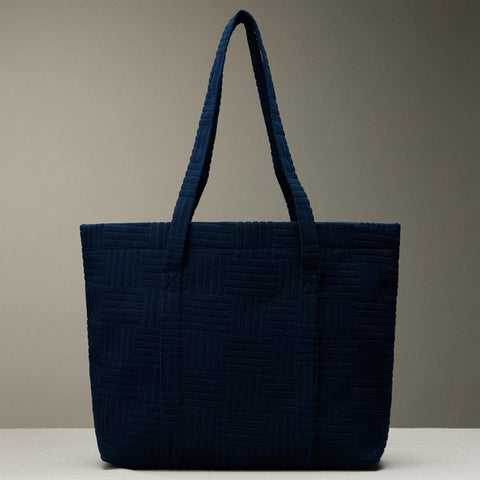 Quilted Tote Bag with Woven Texture