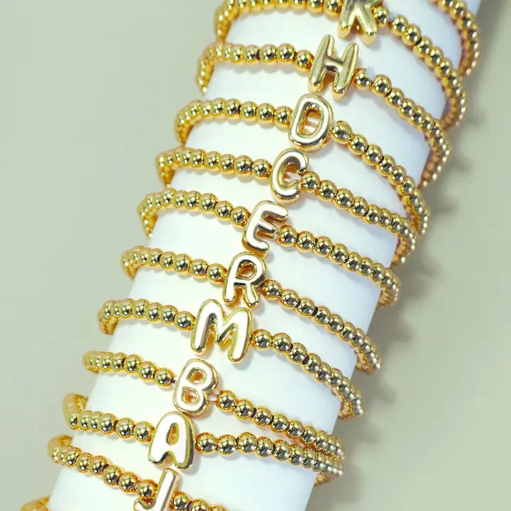 Initial Monogram Stretch Bead Bracelet