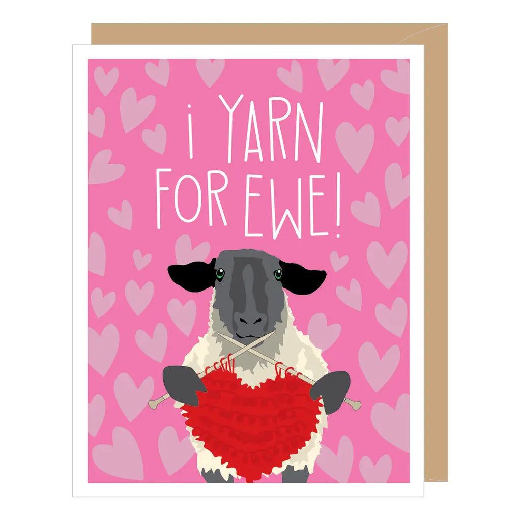 Knitting Sheep Valentine's Day Card