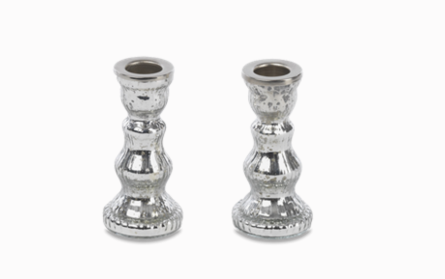 Nkuku Candlestick - Antique Silver