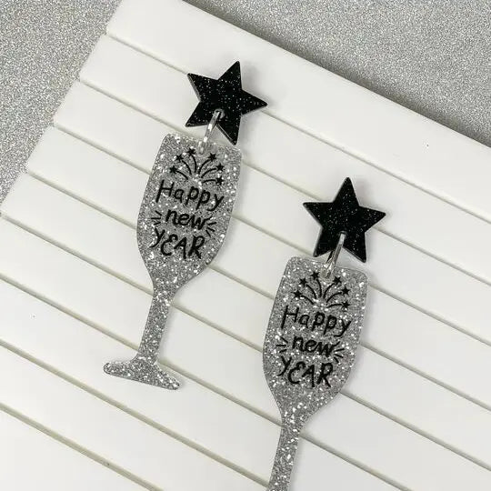 Happy New Year Champagne Earrings