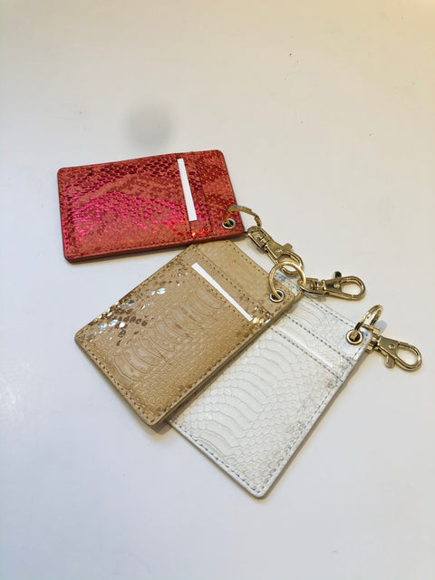 Reptile Embossed Card Holder with Key Chain