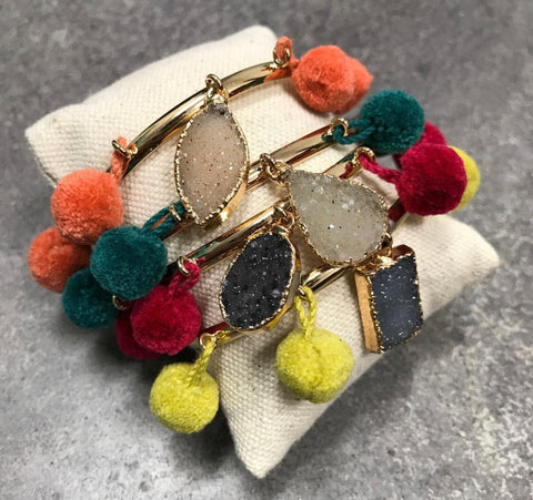 Flirt Pom Druzy Bracelet