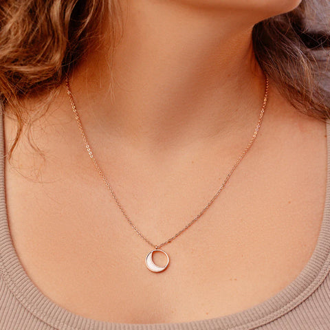 Opal Crescent Charm Necklace
